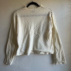 Arula Ivory Textured Long Sleeve Top Cottagecore Romantic Soft Girl Feminine 1X